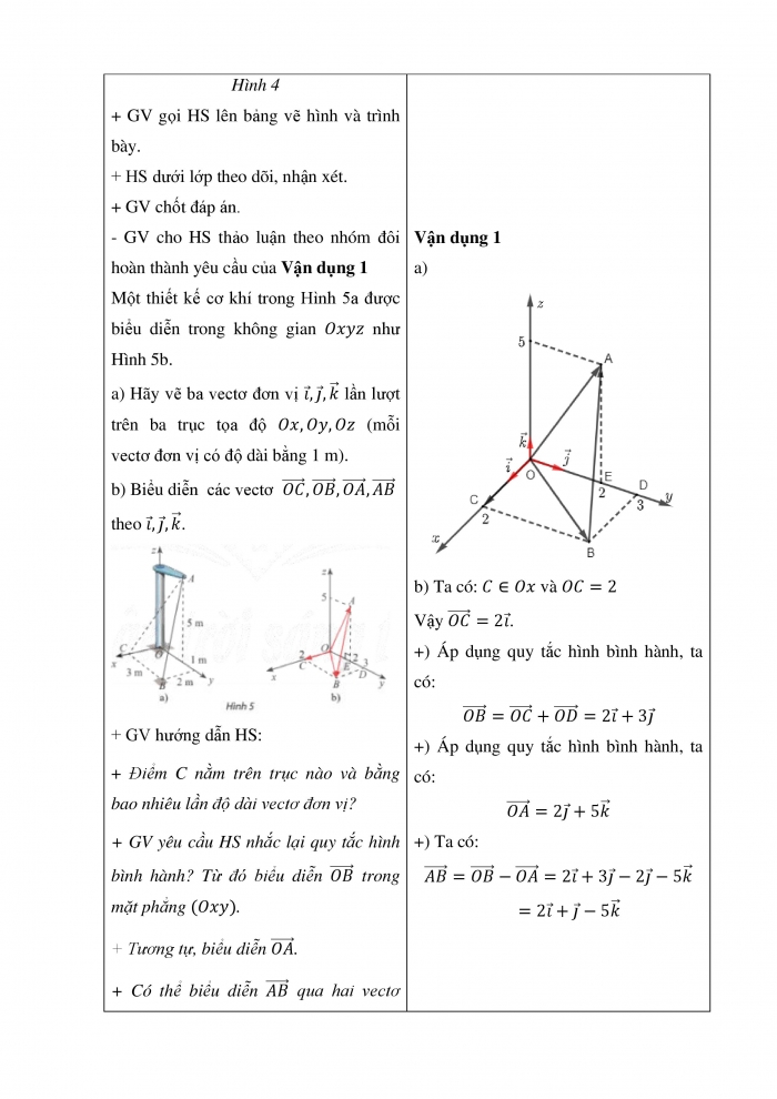 Giáo án và PPT Toán 12 chân trời bài 2: Toạ độ của vectơ trong không gian