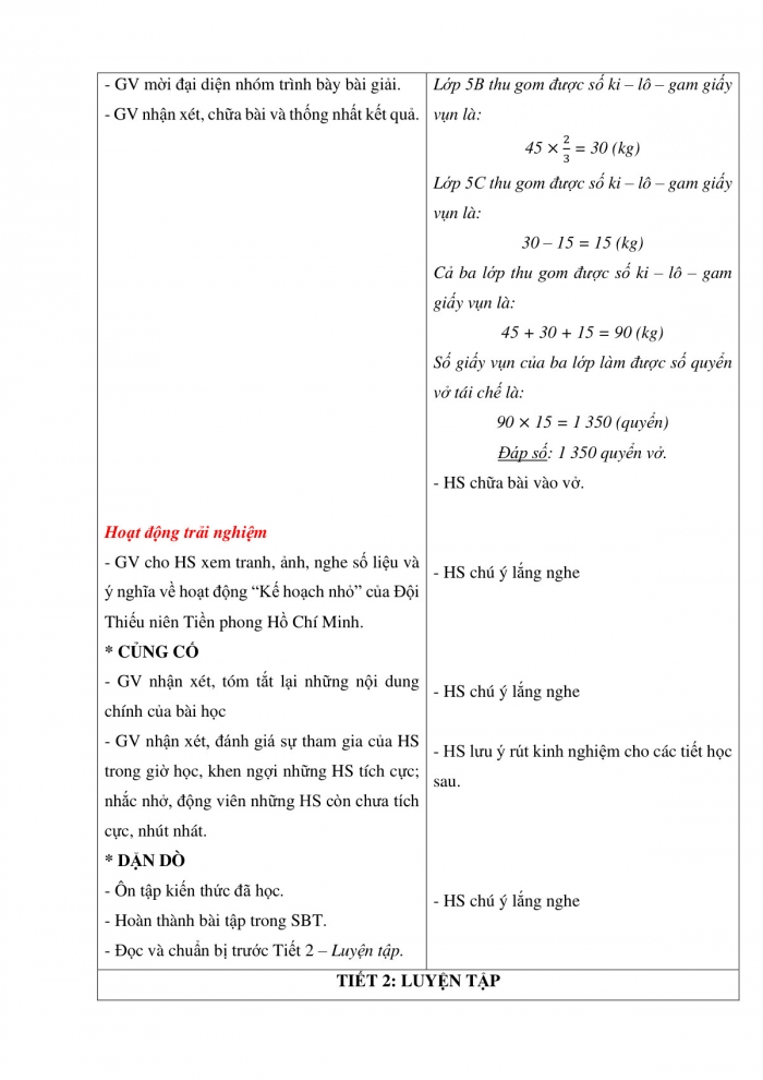 Giáo án và PPT Toán 5 Kết nối bài 35: Ôn tập chung