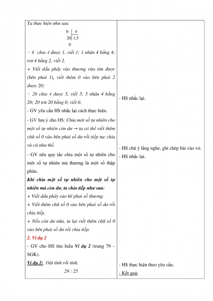 Giáo án và PPT Toán 5 Chân trời bài 36: Chia một số tự nhiên cho một số tự nhiên mà thương là một số thập phân