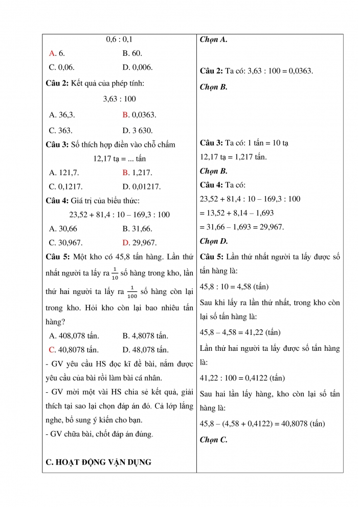 Giáo án và PPT Toán 5 Chân trời bài 38: Em làm được những gì?