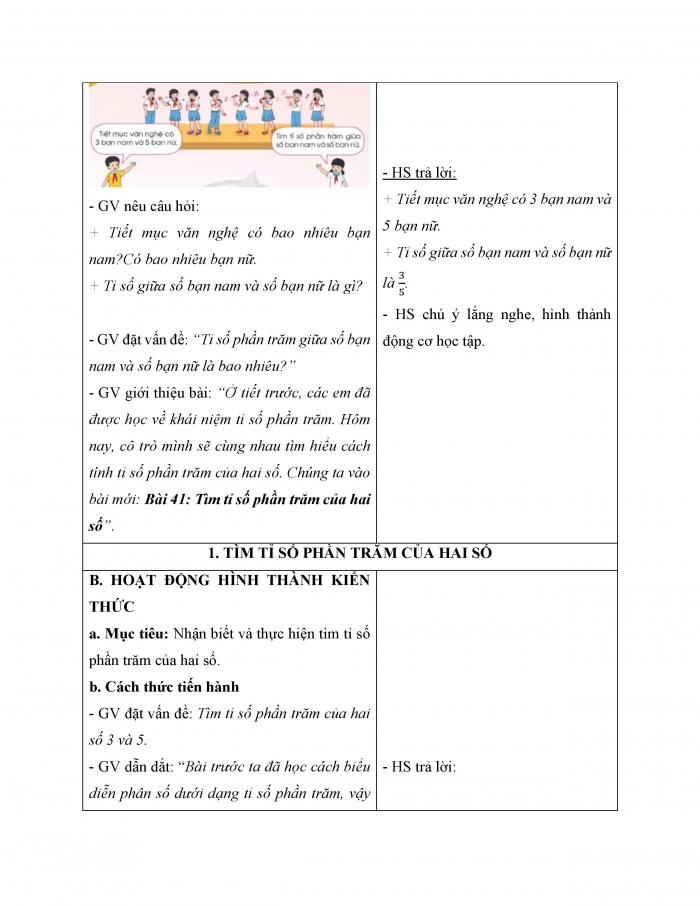 Giáo án và PPT Toán 5 cánh diều bài 41: Tìm tỉ số phần trăm của hai số