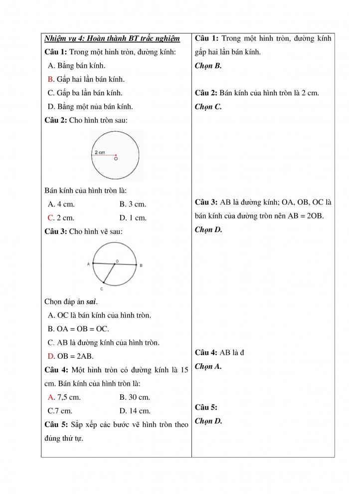 Giáo án và PPT Toán 5 Chân trời bài 47: Đường tròn, hình tròn