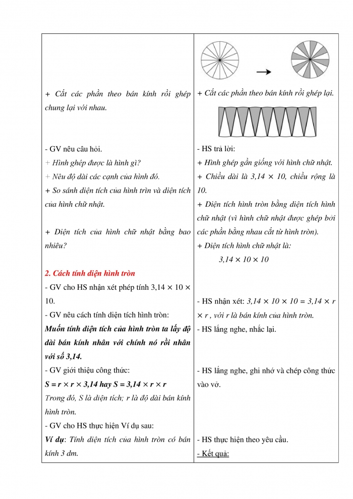 Giáo án và PPT Toán 5 Chân trời bài 49: Diện tích hình tròn