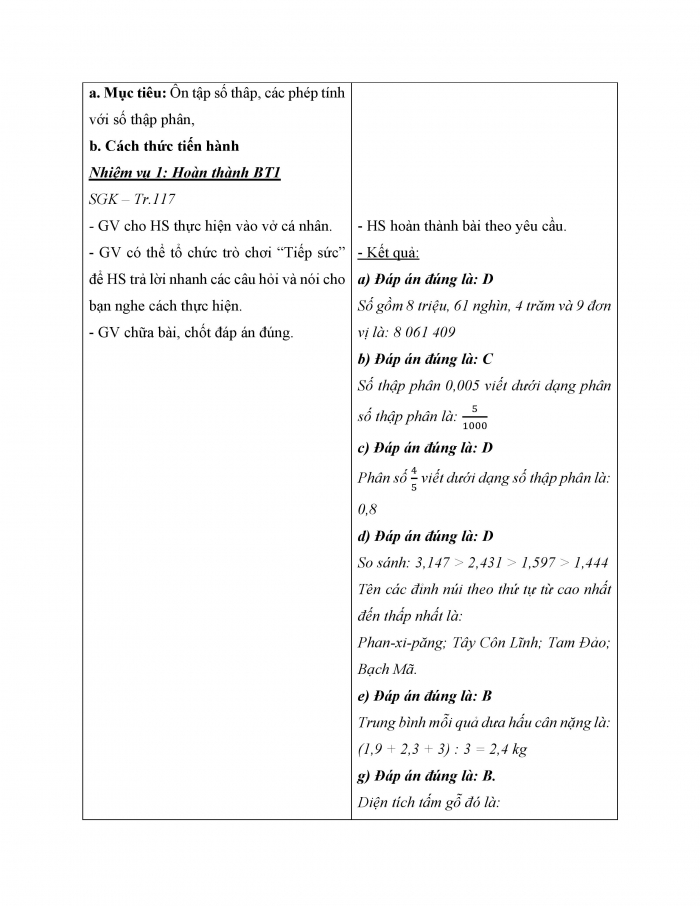 Giáo án và PPT Toán 5 cánh diều bài 49: Ôn tập chung