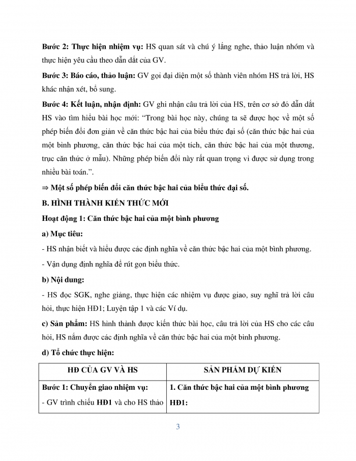 Giáo án và PPT Toán 9 cánh diều bài 4: Một số phép biến đổi căn thức bậc hai của biểu thức đại số