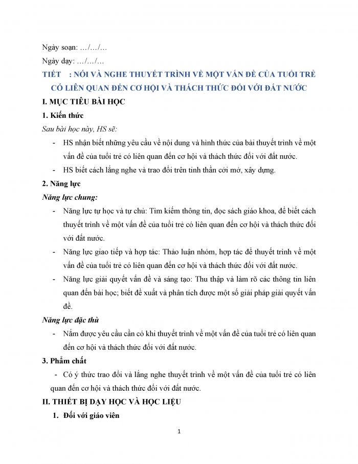 Giáo án và PPT Ngữ văn 12 cánh diều bài 4: Thuyết trình về một vấn đề của tuổi trẻ có liên quan đến cơ hội và thách thức đối với đất nước