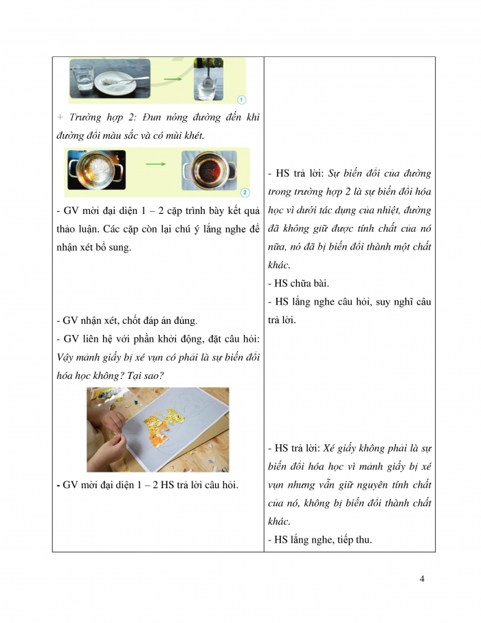 Giáo án và PPT Khoa học 5 cánh diều bài 4: Sự biến đổi hóa học của chất