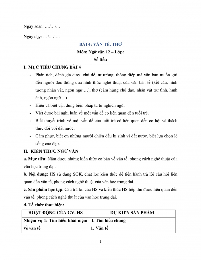 Giáo án và PPT Ngữ văn 12 cánh diều bài 4: Văn tế nghĩa sĩ Cần Giuộc (Nguyễn Đình Chiểu)