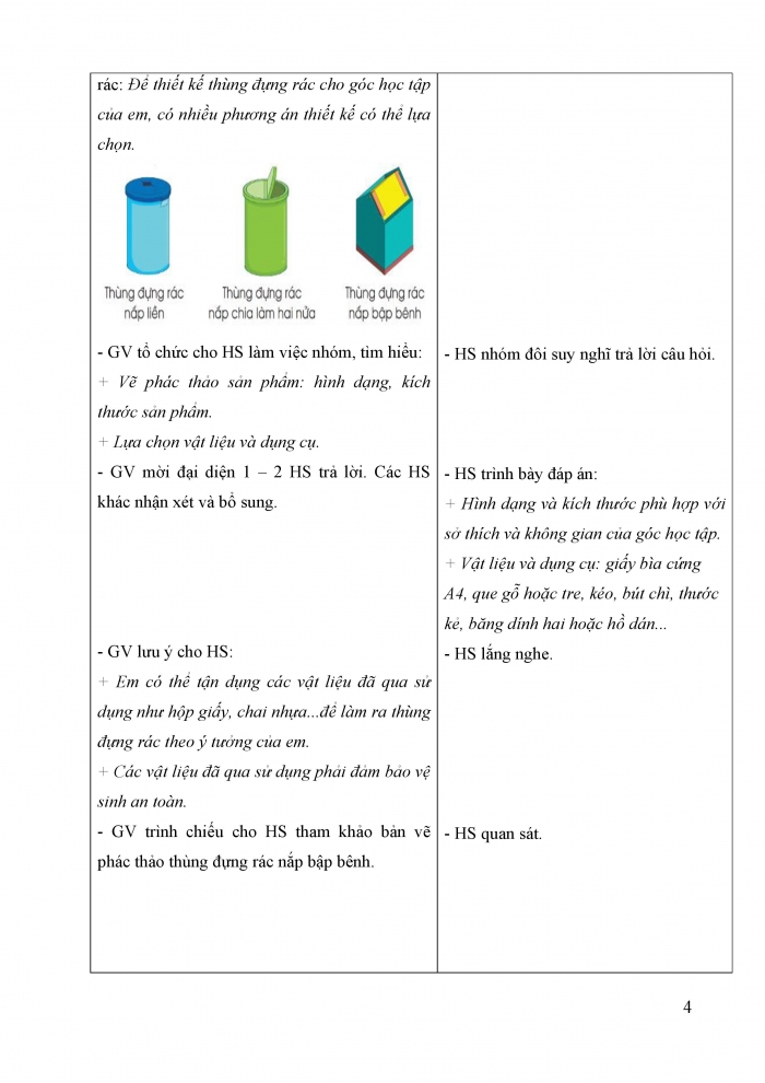 Giáo án và PPT Công nghệ 5 cánh diều bài 5: Dự án Em tập làm nhà thiết kế