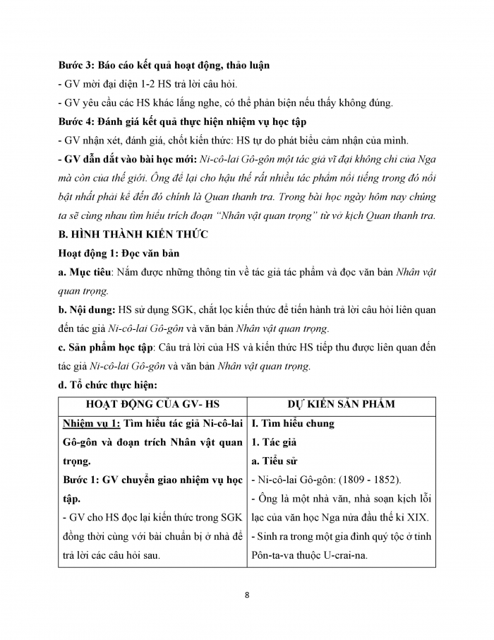 Giáo án và PPT Ngữ văn 12 kết nối bài 5: Nhân vật quan trọng (Trích Quan thanh tra – Ni-cô-lai Gô-gôn – Nikolai Gogol)