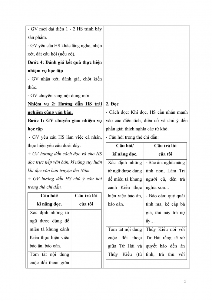 Giáo án và PPT Ngữ văn 9 chân trời bài 5: Thúy Kiều báo ân, báo oán (Nguyễn Du)