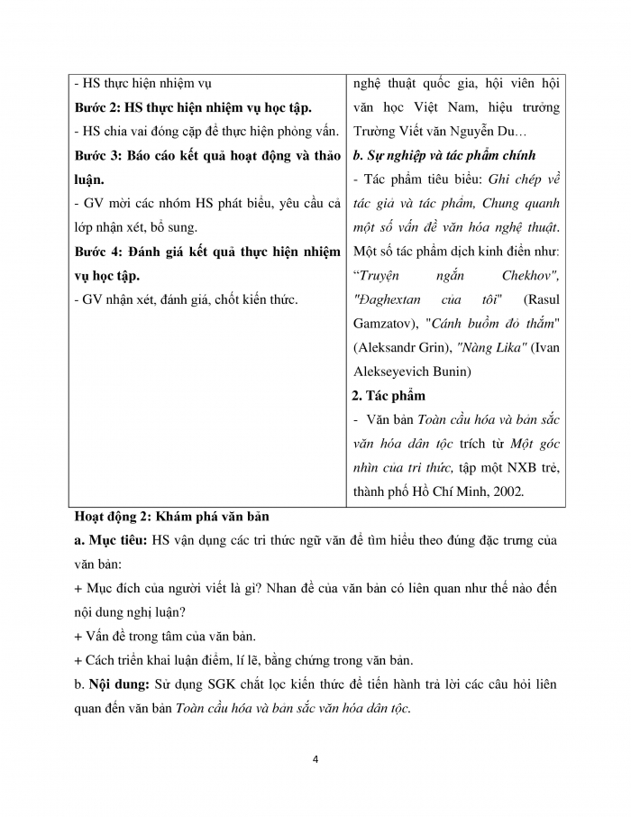 Giáo án và PPT Ngữ văn 12 cánh diều bài 5: Toàn cầu hóa và bản sắc văn hóa dân tộc (Phan Hồng Giang)