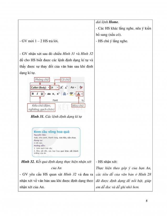 Giáo án và PPT Tin học 5 Kết nối bài 6: Định dạng kí tự và bố trí hình ảnh trong văn bản