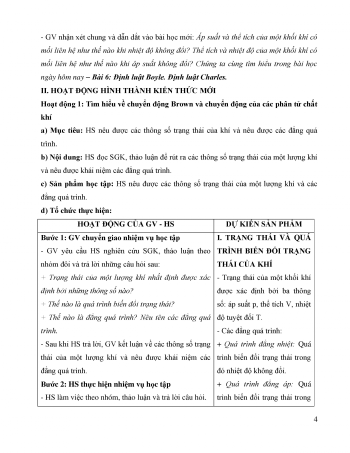 Giáo án và PPT Vật lí 12 chân trời bài 6: Định luật Boyle. Định luật Charles