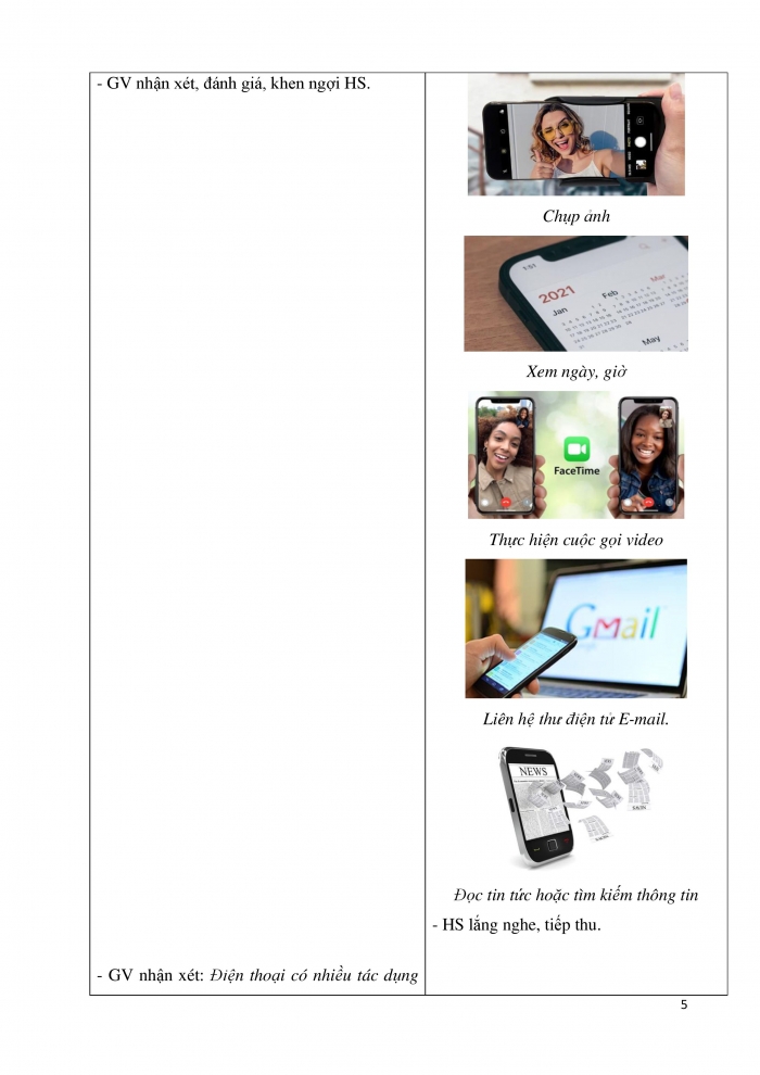 Giáo án và PPT Công nghệ 5 cánh diều bài 6: Sử dụng điện thoại