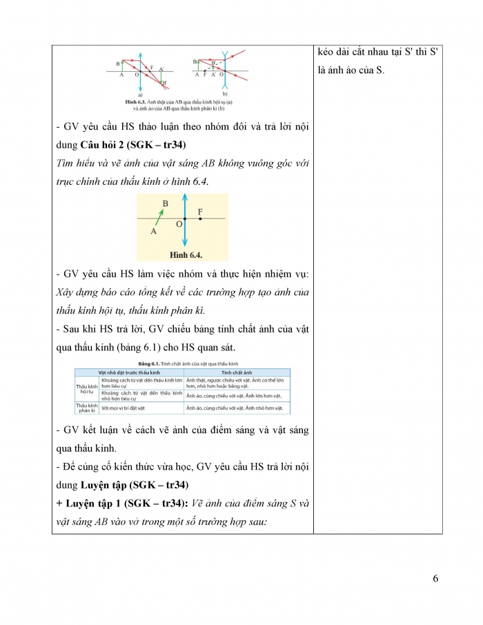 Giáo án và PPT KHTN 9 cánh diều bài 6: Sự tạo ảnh qua thấu kính. Kính lúp