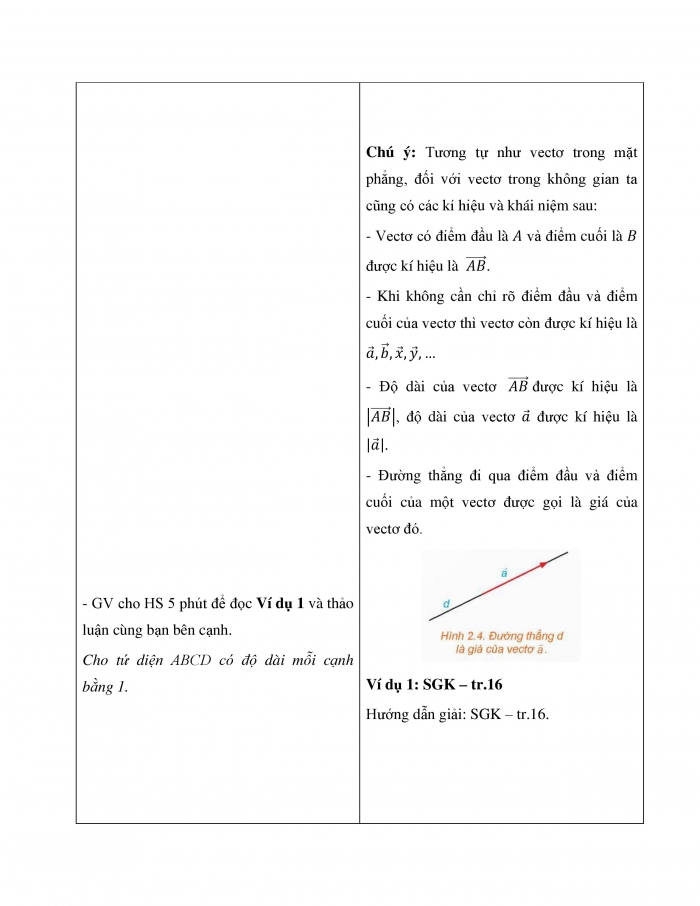 Giáo án và PPT Toán 12 kết nối bài 6: Vectơ trong không gian