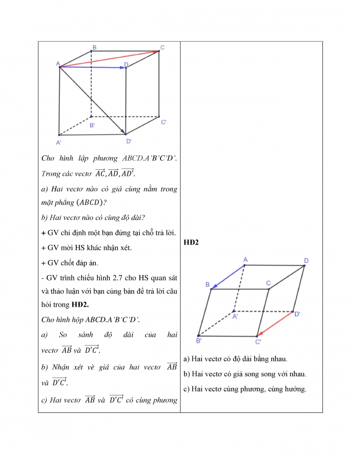 Giáo án và PPT Toán 12 kết nối bài 6: Vectơ trong không gian