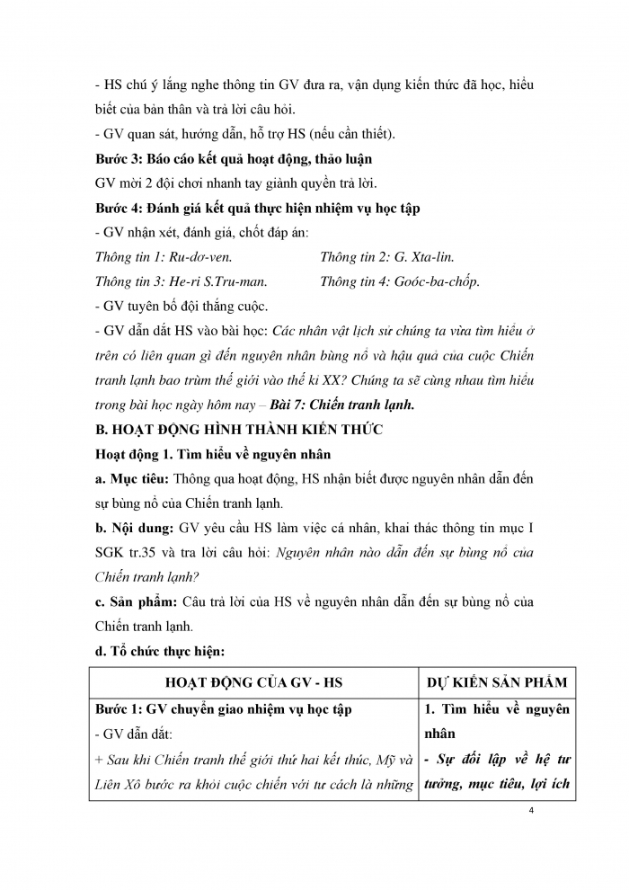 Giáo án và PPT Lịch sử 9 cánh diều bài 7: Chiến tranh lạnh (1947 - 1989)