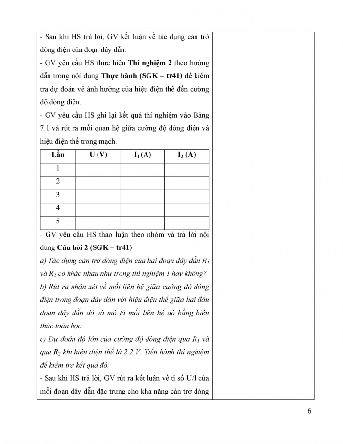 Giáo án và PPT KHTN 9 cánh diều bài 7: Định luật Ohm. Điện trở