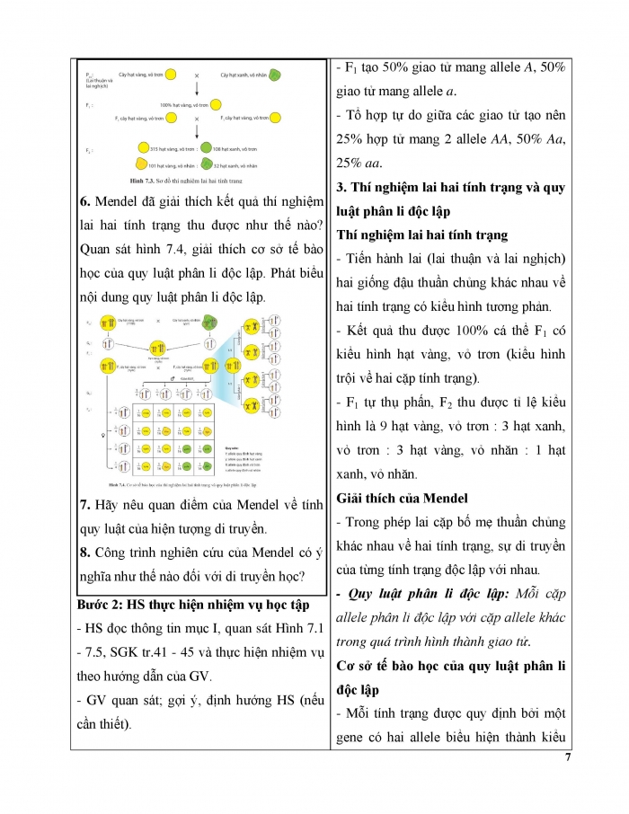 Giáo án và PPT Sinh học 12 cánh diều bài 7: Di truyền học Mendel và mở rộng học thuyết Mendel