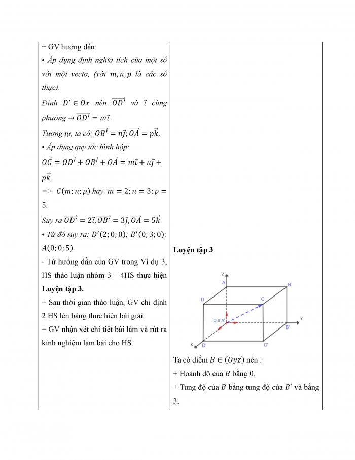 Giáo án và PPT Toán 12 kết nối bài 7: Hệ trục toạ độ trong không gian