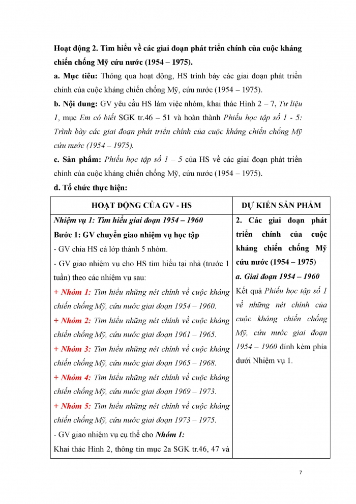 Giáo án và PPT Lịch sử 12 kết nối bài 8: Cuộc kháng chiến chống Mỹ, cứu nước (1954 – 1975)