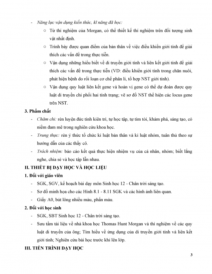 Giáo án và PPT Sinh học 12 chân trời bài 8: Các quy luật di truyền của Morgan và di truyền giới tính