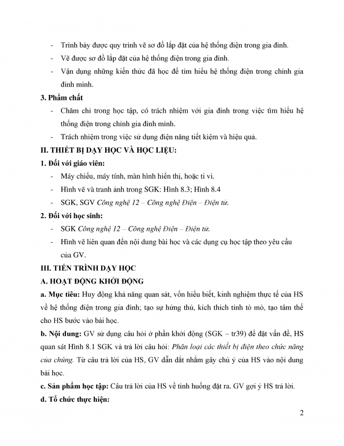 Giáo án và PPT công nghệ 12 điện - điện tử Kết nối bài 8: Hệ thống điện trong gia đình