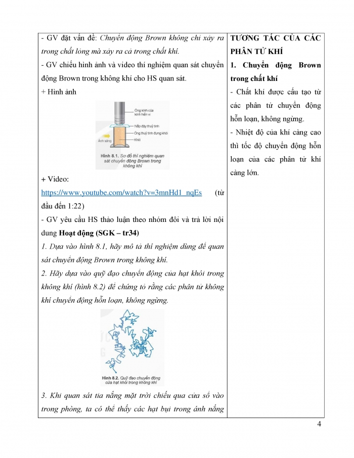 Giáo án và PPT Vật lí 12 kết nối bài 8: Mô hình động học phân tử chất khí