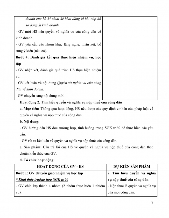 Giáo án và PPT Kinh tế pháp luật 12 cánh diều bài 8: Quyền, nghĩa vụ của công dân về kinh doanh và nộp thuế