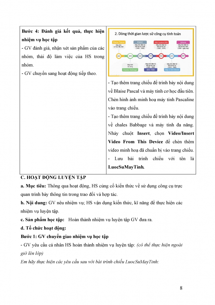 Giáo án và PPT Tin học 9 Kết nối bài 8: Thực hành Sử dụng công cụ trực quan trình bày thông tin trong trao đổi và hợp tác