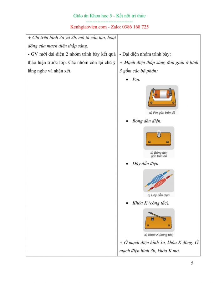 Giáo án và PPT Khoa học 5 Kết nối bài 9: Mạch điện đơn giản. Vật dẫn điện và vật cách điện