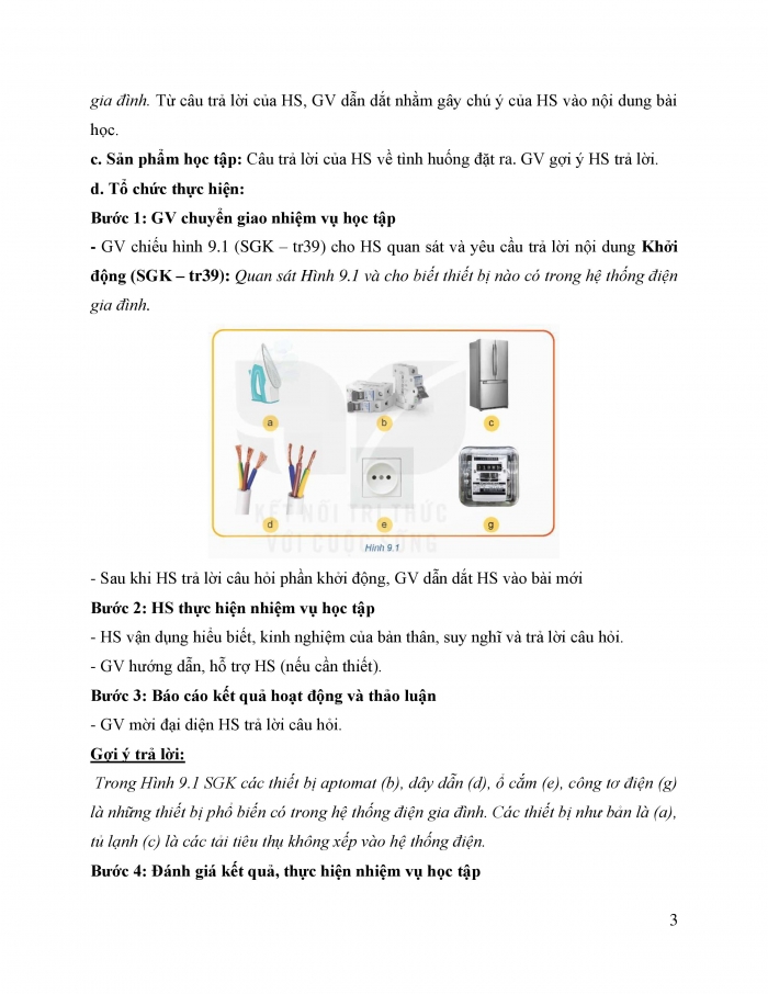 Giáo án và PPT công nghệ 12 điện - điện tử Kết nối bài 9: Thiết bị điện trong hệ thống điện gia đình