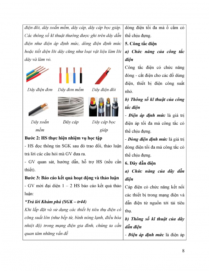 Giáo án và PPT công nghệ 12 điện - điện tử Kết nối bài 9: Thiết bị điện trong hệ thống điện gia đình