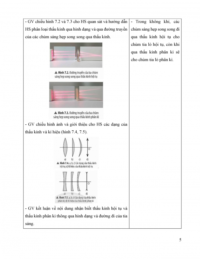 Giáo án và PPT KHTN 9 chân trời bài 7: Thấu kính. Kính lúp