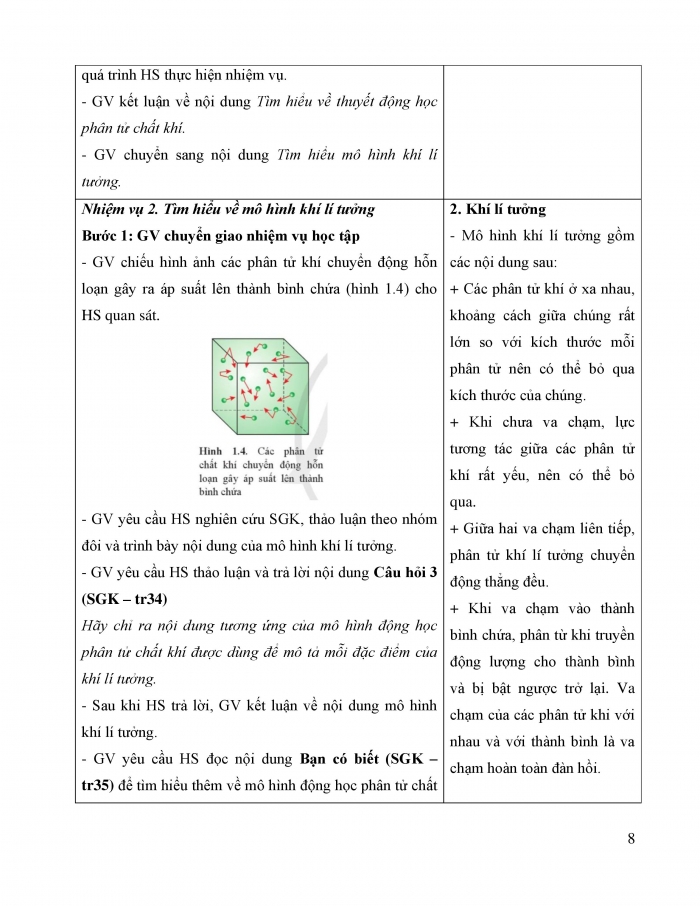 Giáo án và PPT Vật lí 12 cánh diều bài 1: Mô hình động học phân tử chất khí