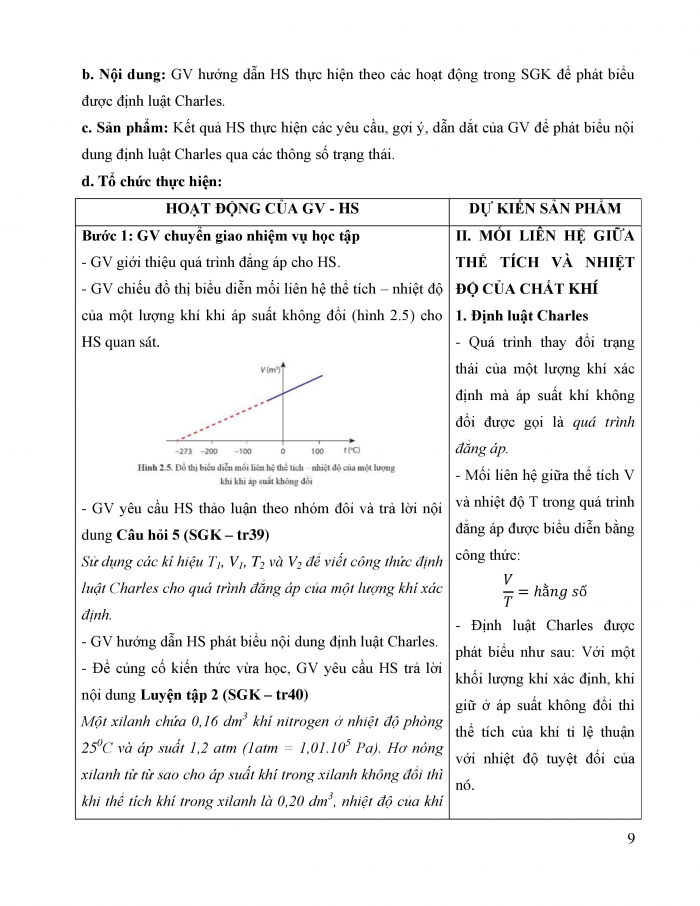 Giáo án và PPT Vật lí 12 cánh diều bài 2: Phương trình trạng thái khí lí tưởng