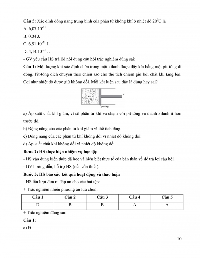 Giáo án và PPT Vật lí 12 cánh diều bài 3: Áp suất và động năng phân tử chất khí