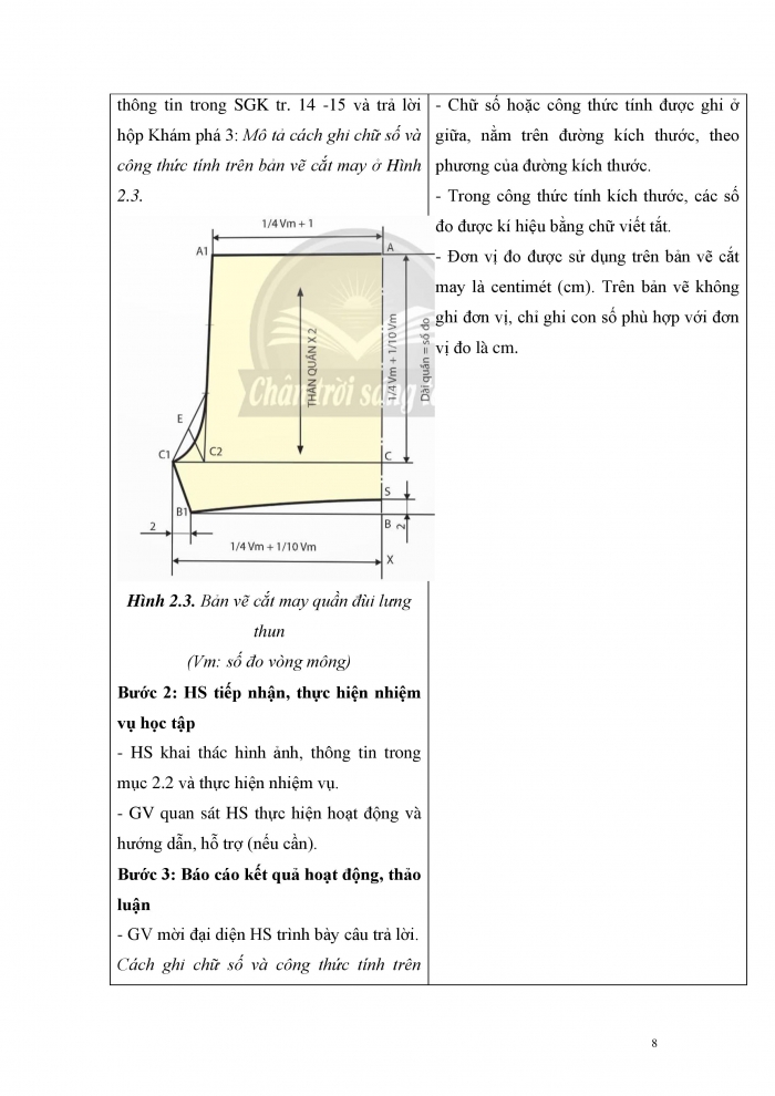 Giáo án và PPT công nghệ 9 cắt may Chân trời chủ đề 2: Bản vẽ cắt may