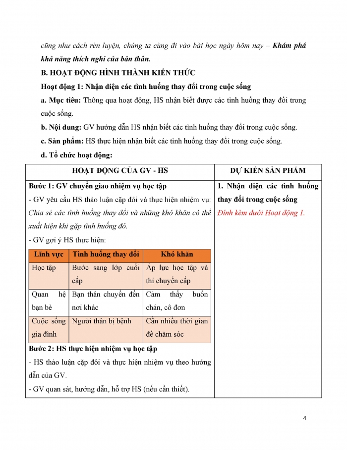 Giáo án và PPT Hoạt động trải nghiệm 9 cánh diều Chủ đề 2 Phát triển bản thân - Khám phá khả năng thích nghi của bản thân