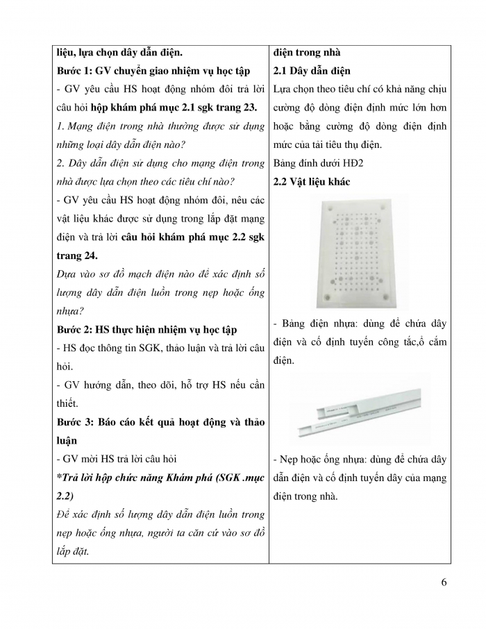 Giáo án và PPT công nghệ 9 lắp đặt mạng điện trong nhà Chân trời chủ đề 4: Thiết bị, vật liệu, dụng cụ dùng cho lắp đặt mạng điện trong nhà