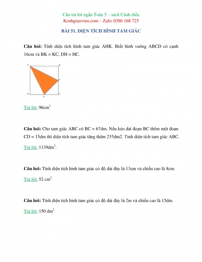 Trắc nghiệm dạng câu trả lời ngắn Toán 5 cánh diều