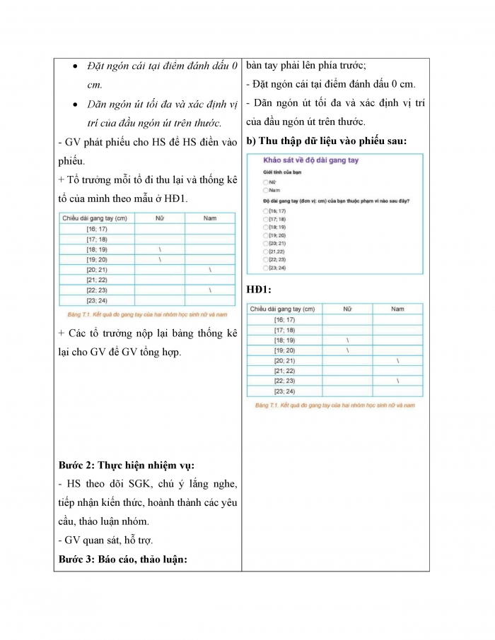 Giáo án và PPT Toán 12 kết nối Hoạt động thực hành trải nghiệm: Độ dài gang tay (gang tay của bạn dài bao nhiêu?)