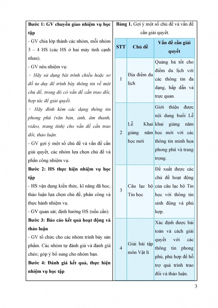 Giáo án và PPT Tin học 9 cánh diều chủ đề E2 bài 3: Thực hành trình bày thông tin đa phương tiện trong trao đổi và hợp tác