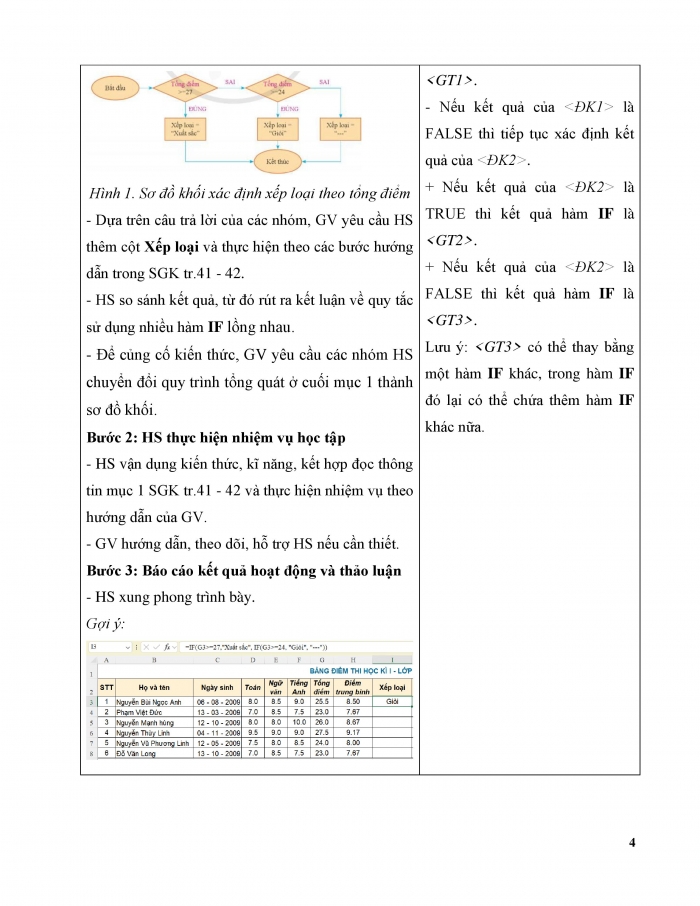 Giáo án và PPT Tin học 9 cánh diều chủ đề E3 bài 3: Hàm điều kiện IF (tiếp theo)