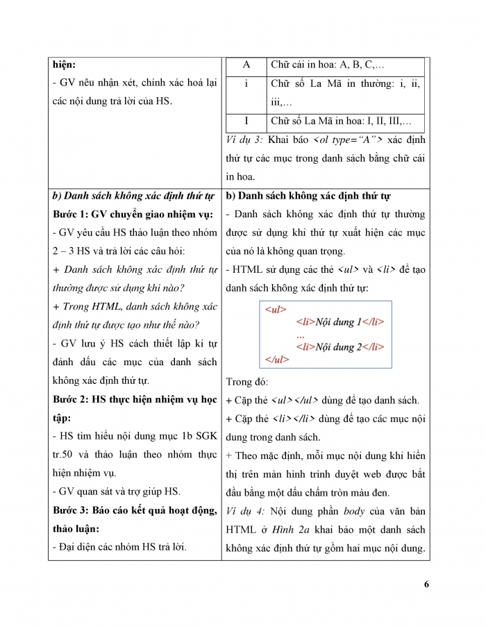 Giáo án và PPT Khoa học máy tính 12 cánh diều bài 4: Trình bày nội dung theo dạng danh sách, bảng biểu