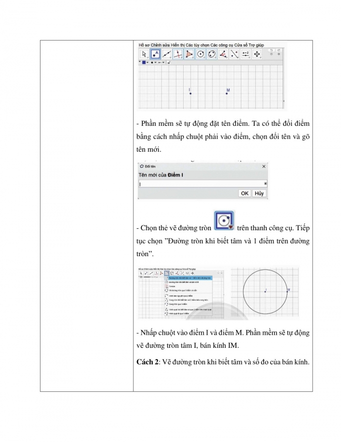 Giáo án và PPT Toán 9 chân trời Hoạt động thực hành và trải nghiệm 2: Vẽ đường tròn bằng phần mềm GeoGebra