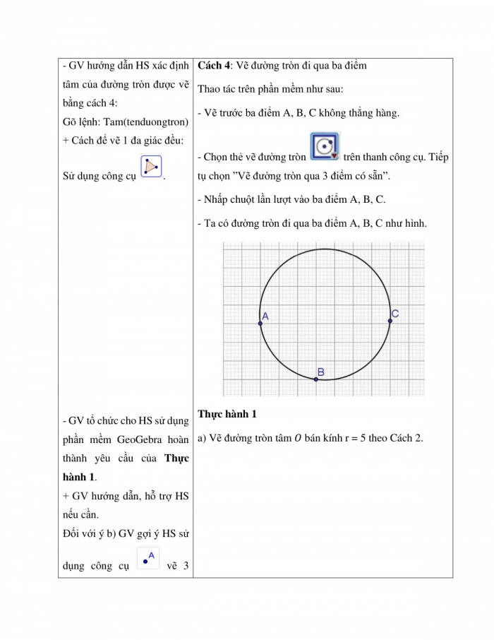 Giáo án và PPT Toán 9 chân trời Hoạt động thực hành và trải nghiệm 2: Vẽ đường tròn bằng phần mềm GeoGebra