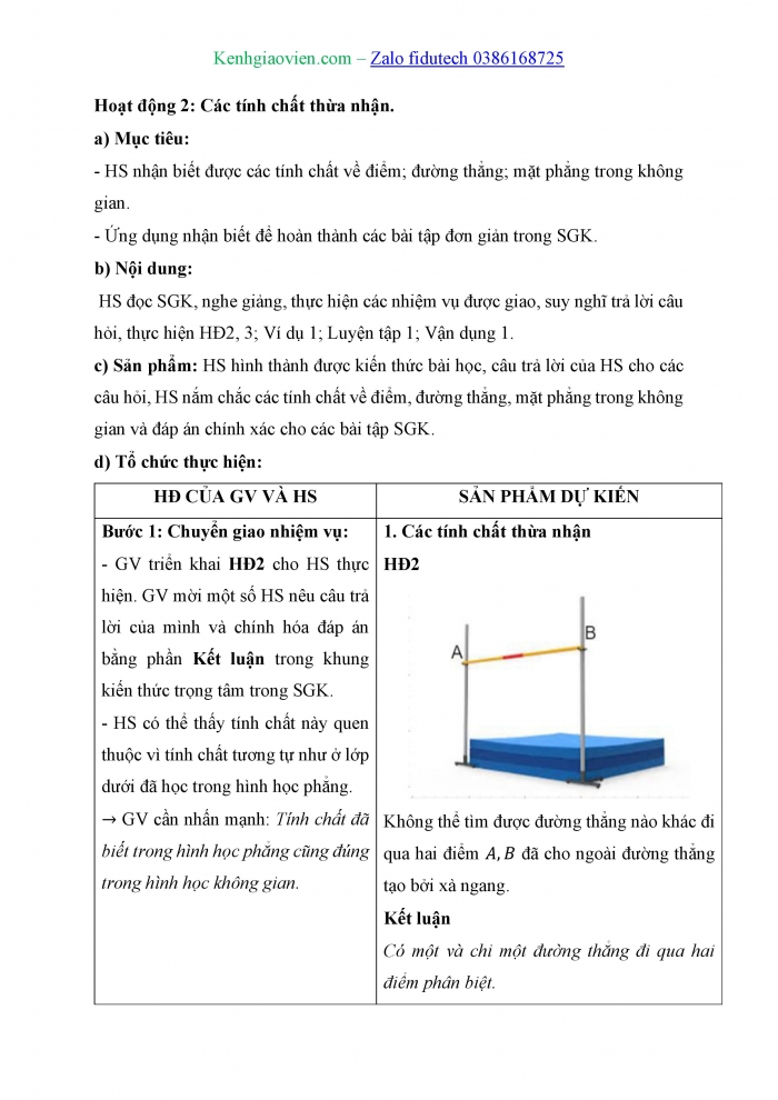 Giáo án và PPT Toán 11 kết nối Bài 10: Đường thẳng và mặt phẳng trong không gian